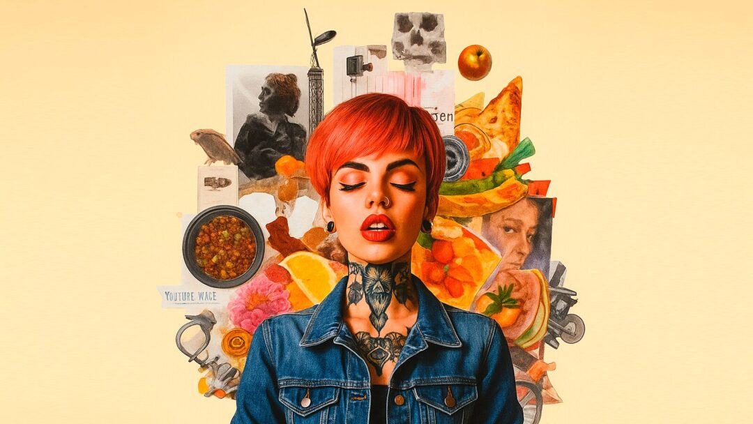 Persona segura y creativa con cabello rojo, símbolo de transformación personal y autoconfianza.