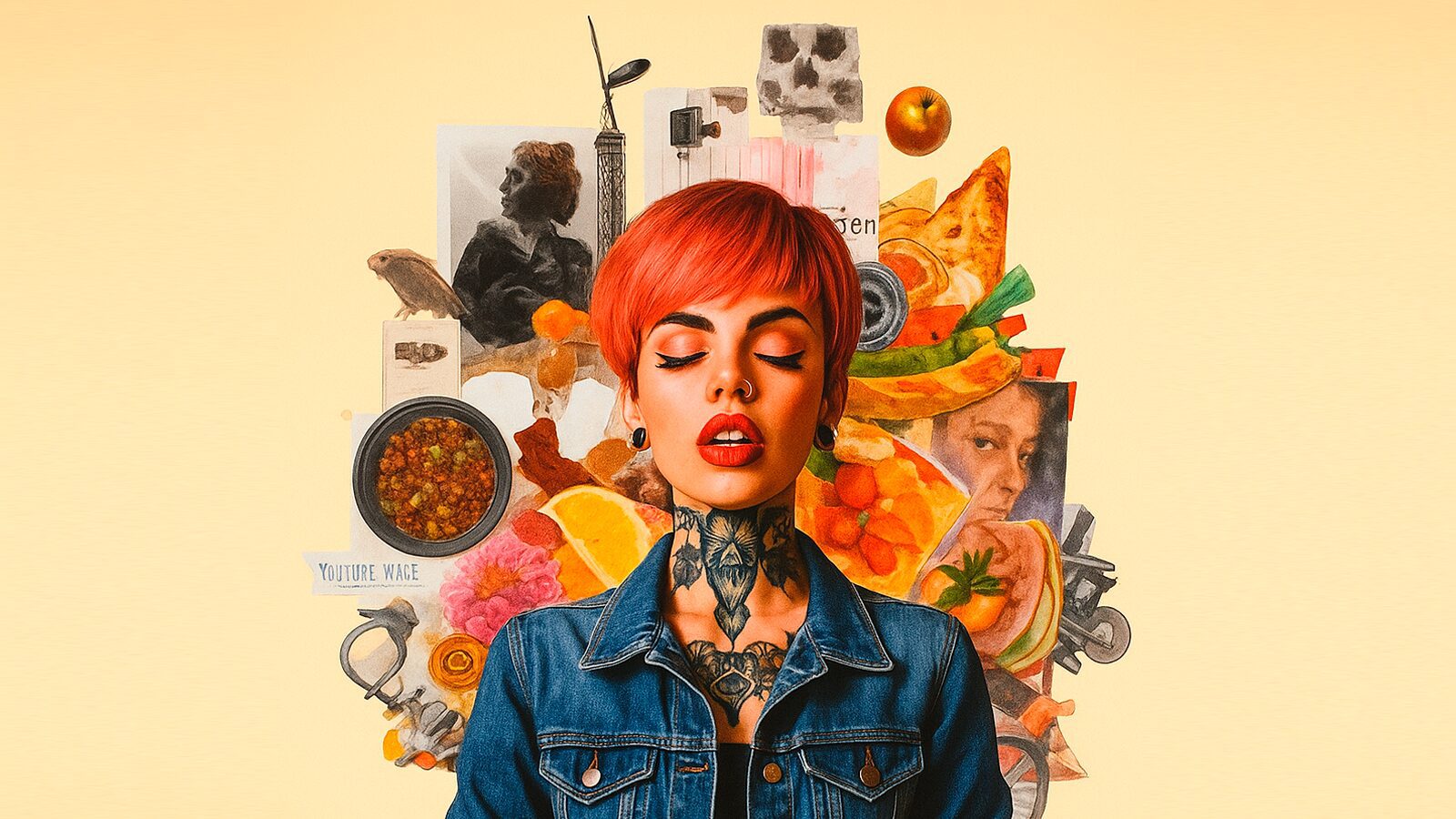 Persona segura y creativa con cabello rojo, símbolo de transformación personal y autoconfianza.